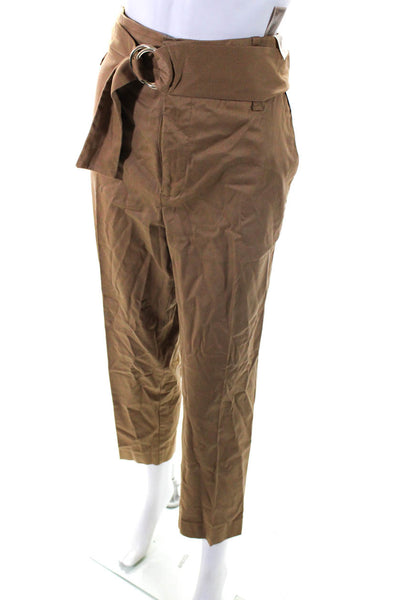 Mossimo Womens Belted Slim Leg Pants Brown Cotton Blend Size 10