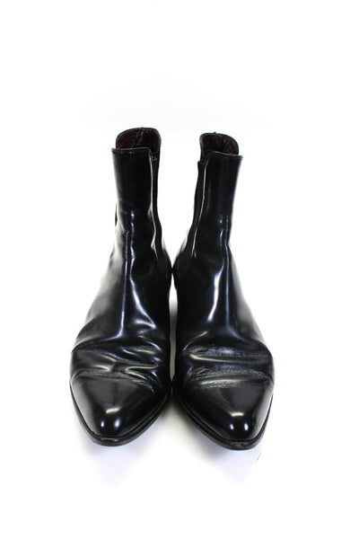 Tods Womens Leather Pointed Toe Stretch Inset Ankle Boots Black Size 6.5