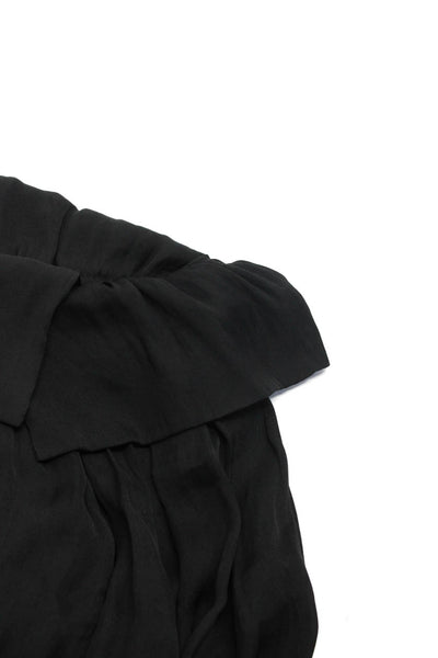 Isabel Marant Womens Ruffle Trim Elastic Waist Zipper Hem Pants Black Size 1 S