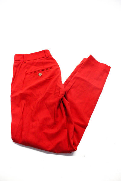 Vince Womens Flat Front Hook + Bar Closure Skinny Trousers Pants Red Size 0