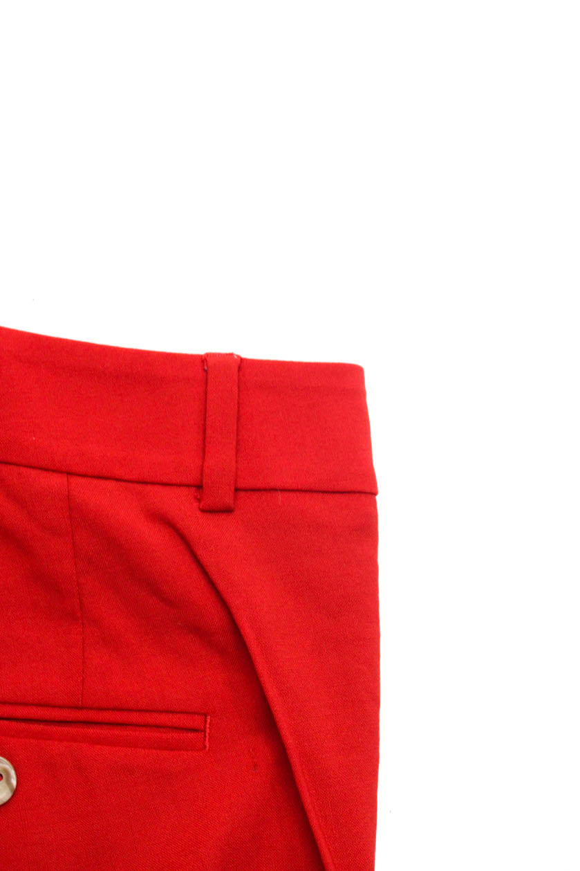 Vince Womens Flat Front Hook + Bar Closure Skinny Trousers Pants Red Size 0