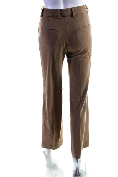 Akris Punto Womens Zipper Fly High Rise Pleated Dress Pants Brown Wool Size 2
