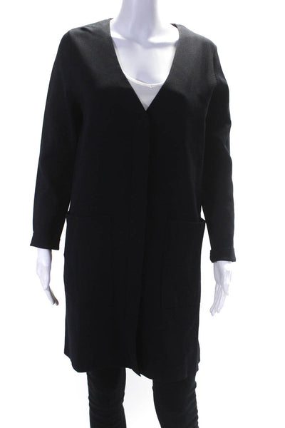 COS Womens Long Sleeve V-Neck Button Up Longline Cardigan Sweater Navy Size S