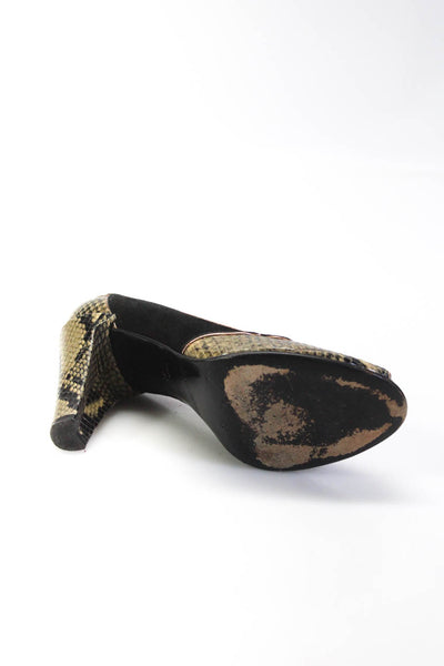 Marc By Marc Jacobs Womens Suede Snake Print Peep Toe Pumps Black Beige Size 7US