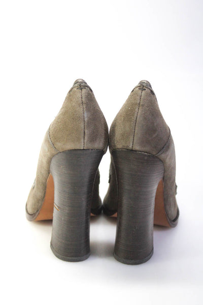 Jean-Michel Cazabat Womens Suede Block Heel Penny Loafer Pumps Gray Size 7.5US