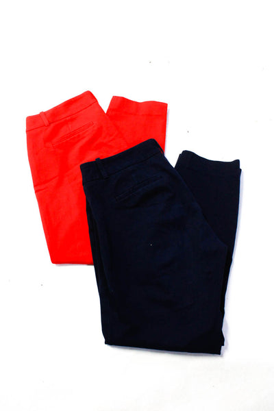 J Crew Womens Skinny Leg Minnie Pants Red Navy Blue Cotton Size 0 Lot 2