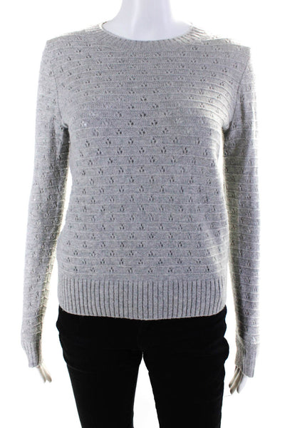 J Crew Womens Knit Crew Neck Sweater Gray Wool Blend Size Extra Small