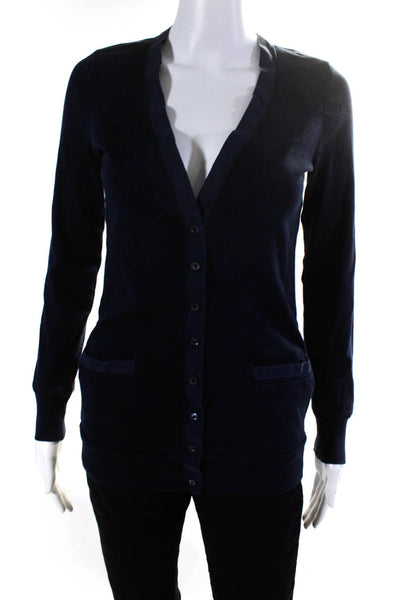 J Crew Womens Button Down Cardigan Sweater Navy Blue Cotton Size Small