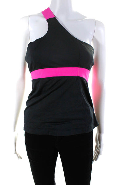 Lululemon Womens A Line Shelf Tank Top Black Neon Pink Size 8