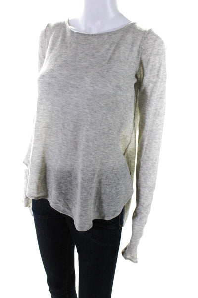BCBGMAXAZRIA Womens Cashmere Knit Long Sleeve Boat Neck Top Heather Gray Size S