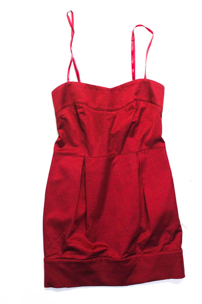 Flavio Castellani Womens Darted Zip Spaghetti Strapped Mini Dress Red Size EUR42