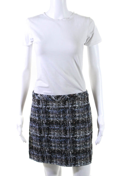 J Crew Womens Cotton Striped Woven Textured Zipped A-Line Skirt Blue Size 6