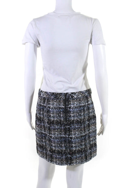 J Crew Womens Cotton Striped Woven Textured Zipped A-Line Skirt Blue Size 6