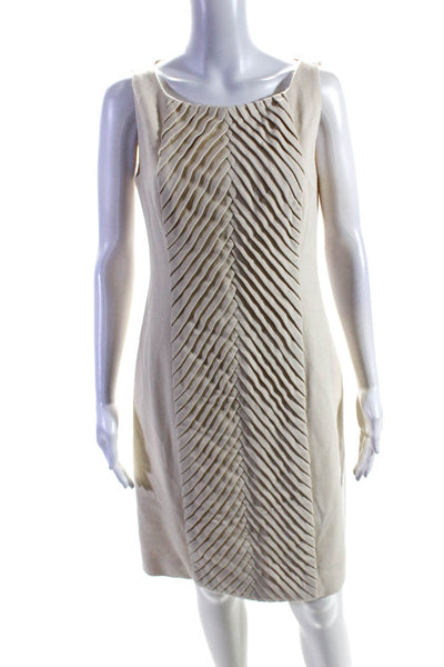 Carolina Herrera Women's Scoop Neck Sleeveless A-Line Midi Dress Ivory Size 10