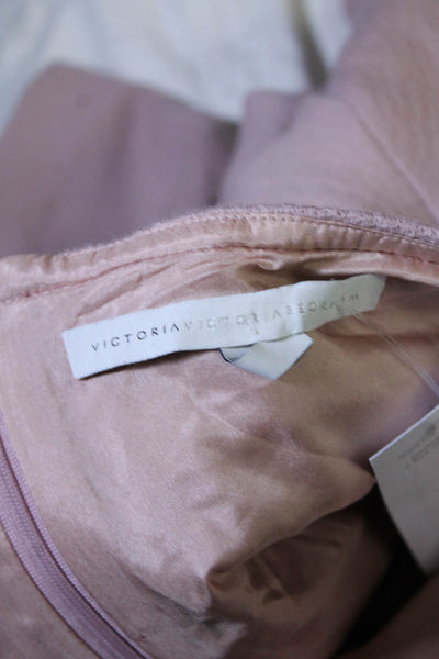 Victoria Victoria Beckham Women's Short Sleeves Tiered Mini Dress Pink Size 10