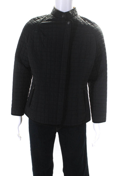 J. Mclaughlin Mens Striped Textured Quilted Long Sleeve Jacket Black Size L