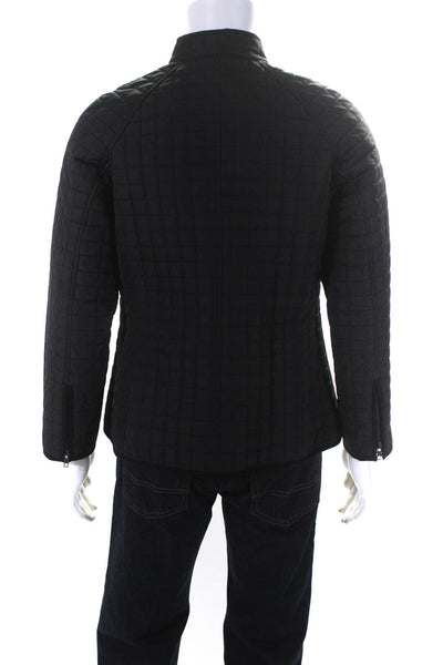 J. Mclaughlin Mens Striped Textured Quilted Long Sleeve Jacket Black Size L