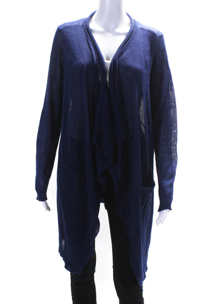 Design History Womens Open Front Waterfall Cardigan Sweater Blue Size Large