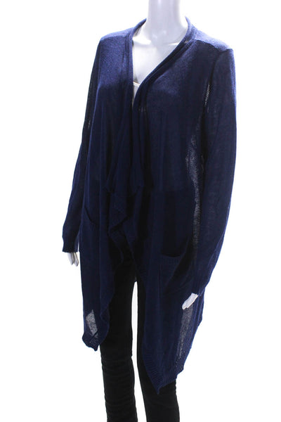 Design History Womens Open Front Waterfall Cardigan Sweater Blue Size Large
