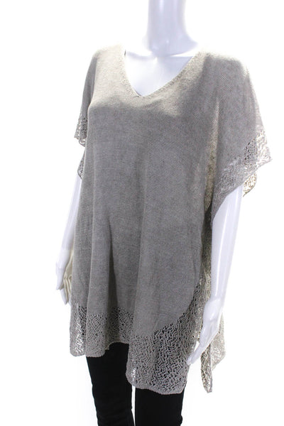 Eileen Fisher Womens Mixed Knit V Neck Dolman Sleeve Sweater Beige Size Small