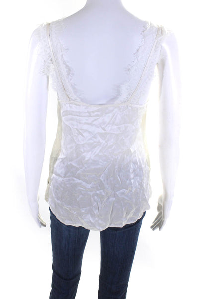 Cami NYC Women's Sleeveless V Neck Lace Trim Silk Camisole Ivory Size XS