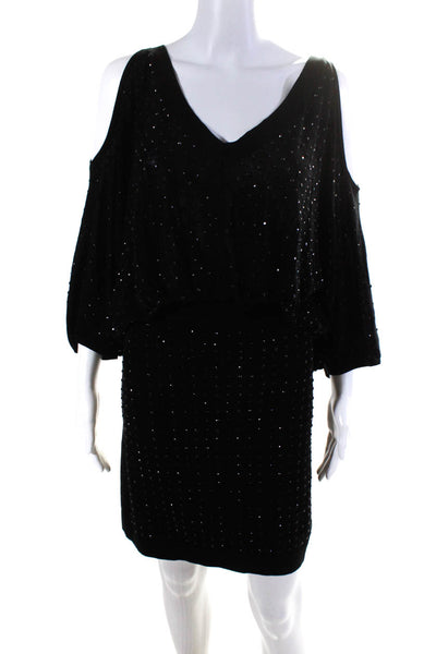 Faith Connexion Womens Studded Ribbed Textured Blouson Dress Black Size S