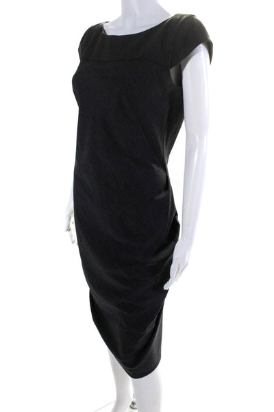 Cynthia Steffe Womens Wool Darted Back Zipped Midi Sheath Dress Gray Size 6