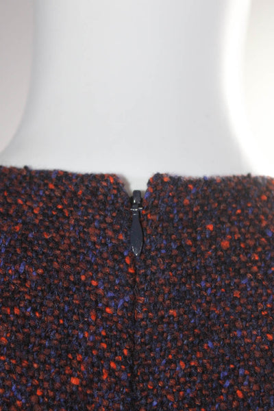 Theory Womens Wool Textured Spotted Sleeveless Darted Midi Dress Purple Size 8