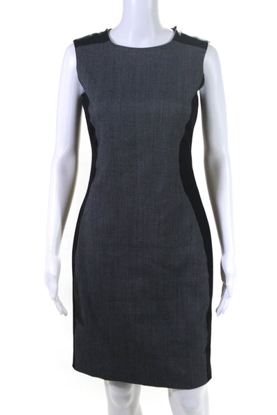 Elie Tahari Womens Patchwork Textured Colorblock Zipped Midi Dress Black Size 2