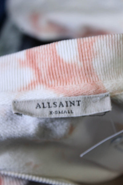 Allsaints Womens Cotton Tie Dye Long Sleeve Pullover Sweatshirt Orange Size XS