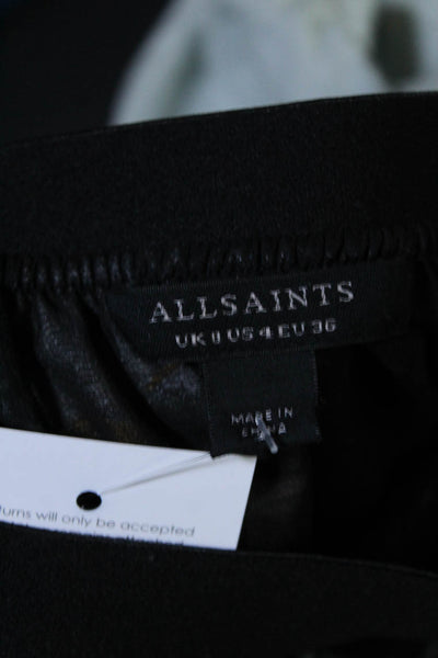 Allsaints Womens Floral Print Elastic Asymmetrical Hem Ruffle Skirt Black Size 4