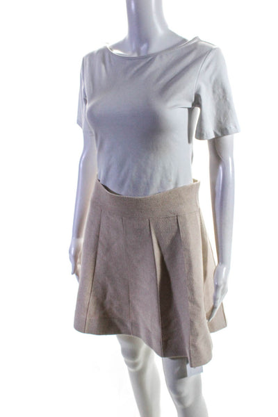 J. Mclaughlin Wopmens Pull On A Line Mini Skirt Sand Beige Size Large