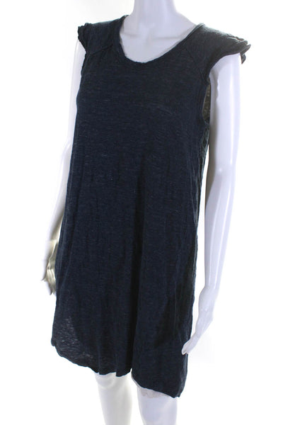 Wilt Womens Lined Scoop Neck Short Cap Sleeved T Shirt Dress Blue Beige Size M