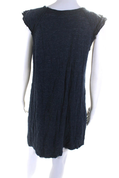 Wilt Womens Lined Scoop Neck Short Cap Sleeved T Shirt Dress Blue Beige Size M