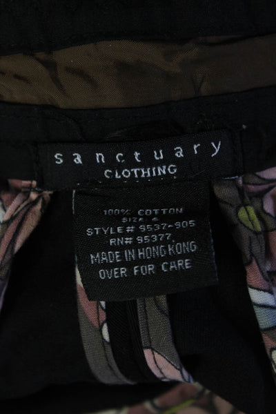 Sanctuary Women's Cotton Wide Leg Pleated Dress Pants Black Size 6