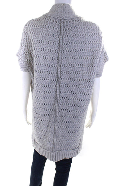 Inhabit Women's Cotton Wool Blend Short Sleeve Open Front Cardigan Gray Size 2