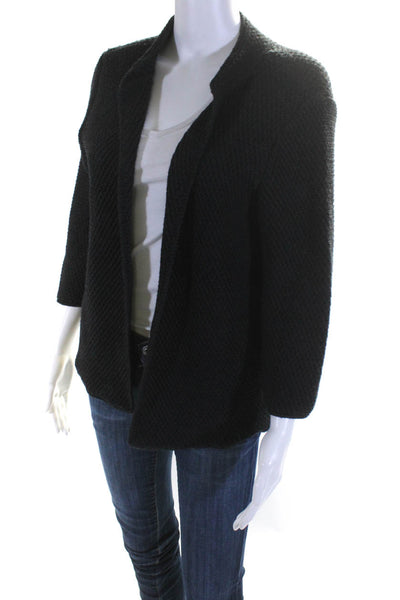 Eileen Fisher Women's 3/4 Sleeve Open Front Wool Cardigan Sweater Gray Size M