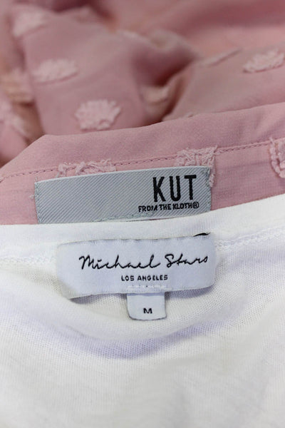 KUT from the Kloth Michael Stars Womens Blouse T-Shirt Pink White Size M Lot 2