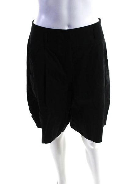 Theory Womens Cotton Darted Hook & Eye High Waist Bermuda Shorts Black Size 10