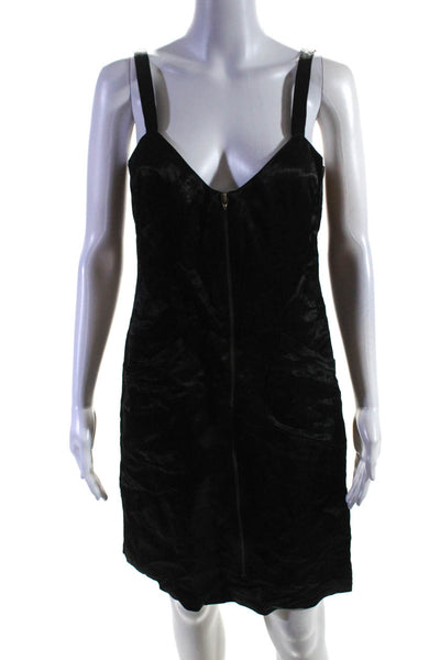 Graham & Spencer Womens Front Zipped Sleeveless Midi Darted Dress Black Size M