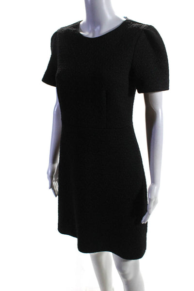 Draper James Womens Back Zip Short Sleeve Quilted Shift Dress Black Size Small