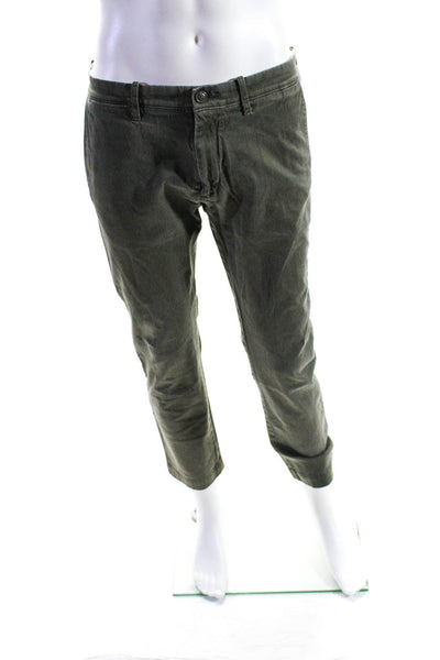 J Crew Mens Zipper Fly Straight Leg Trouser Pants Green Cotton Size 32x32