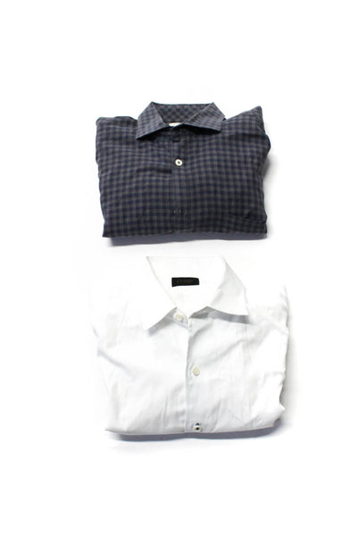 Billy Reid CMMP Mens Button Front Collared Shirts White Gray Size Small Lot 2