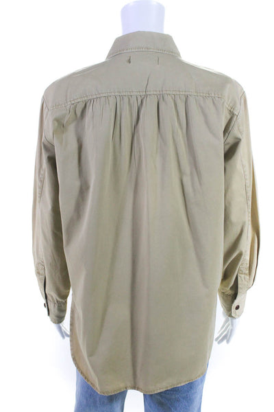 Madewell Womens Long Sleeve Button Front Collared Shirt Brown Cotton Medium