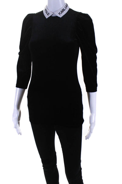Karl Lagerfeld Kids Childrens Girls Velvet Puffy Sleeves Dress Black Size 8