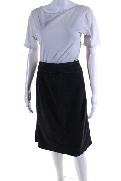 Calvin Klein Womens Suede Knee Length Pencil Skirt Gray Size 12