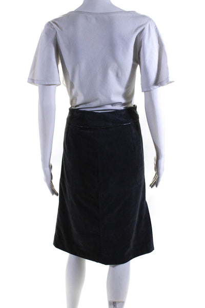 Calvin Klein Womens Suede Knee Length Pencil Skirt Gray Size 12