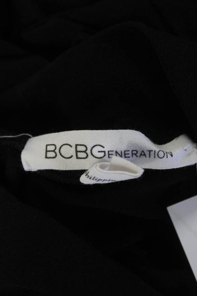 BCBGeneration Womens Darted Pleated Mock Neck Long Sleeve Dress Black Size S