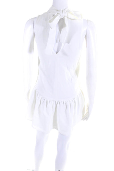 Elizabeth and James Womens Sleeveless Halter Ruffled Mini Dress White Size XS