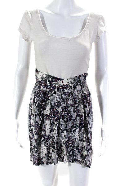 Isabel Marant Womens Back Zip Silk Snakeskin Print Skirt White Black Size FR 34